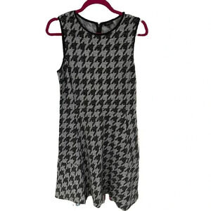 Theory Nikay Dress Black Gray Sleeveless Houndstooth Porter Check